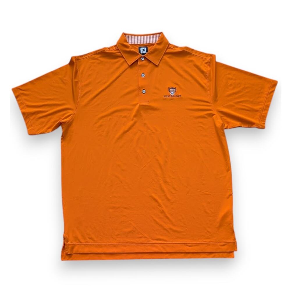 FootJoy FJ Men’s Golf Polo Shirt XL Orange Performance Polo Embroidered Logo EUC